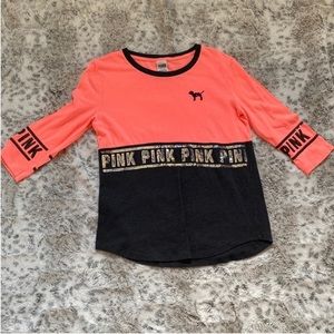 Victoria's secret pink sequin color block coral gray
3 quarter tee